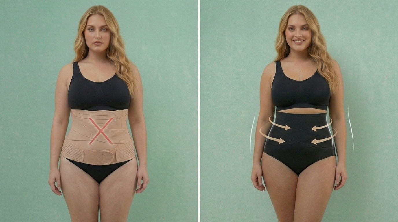 Comparison between classic shapewear and SOLNIERA 360° compression